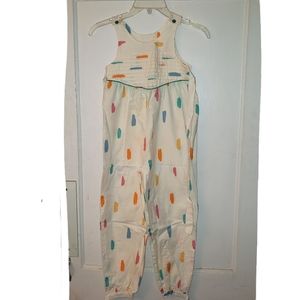 EUC Vintage Girls Jumpsuit White Multicolor Sz 6X